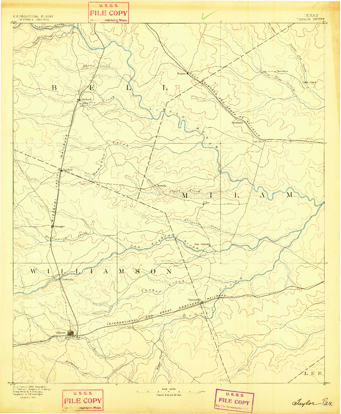 USGS 1:125000-SCALE QUADRANGLE FOR TAYLOR, TX 1885