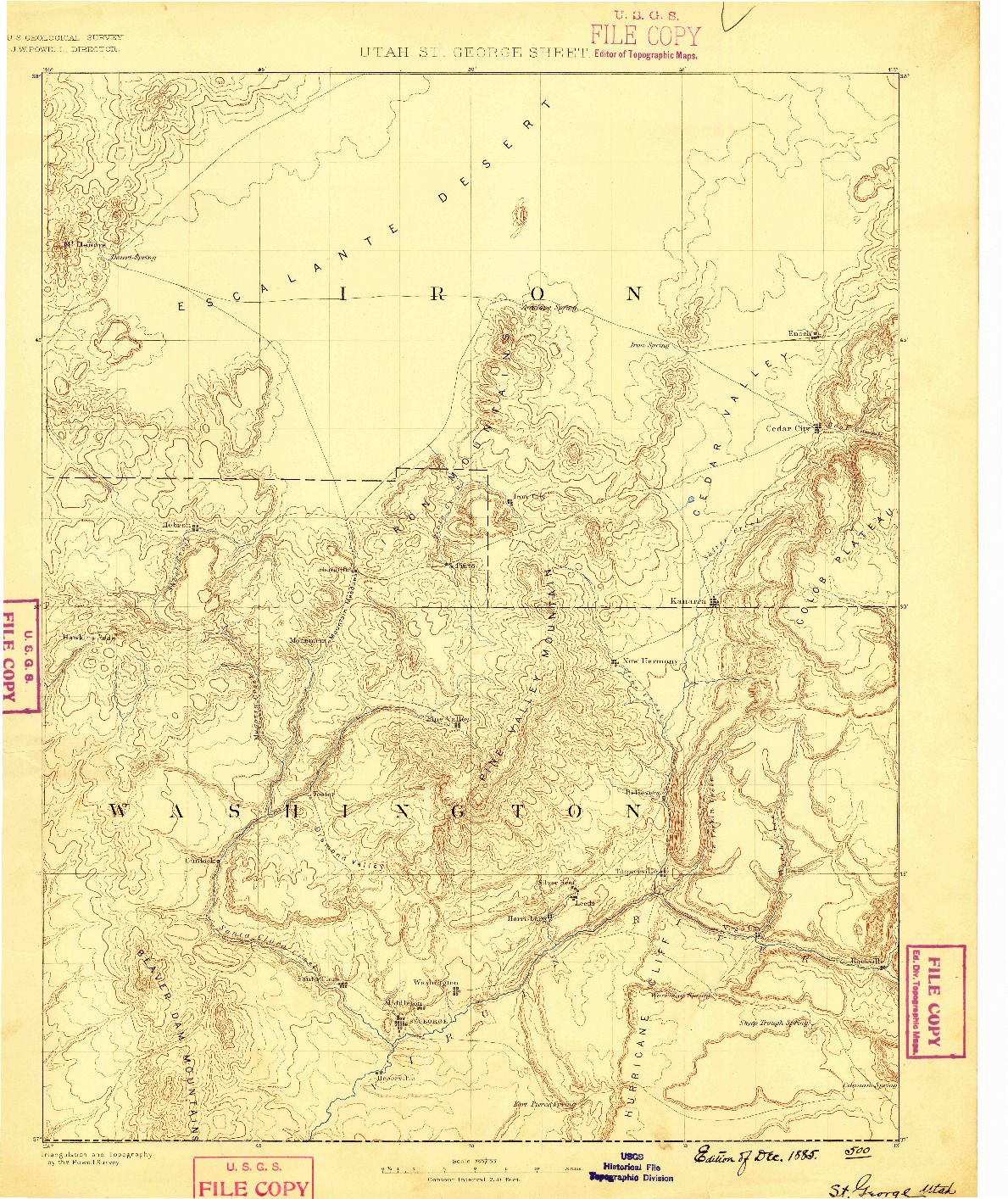 USGS 1:250000-SCALE QUADRANGLE FOR ST. GEORGE, UT 1885