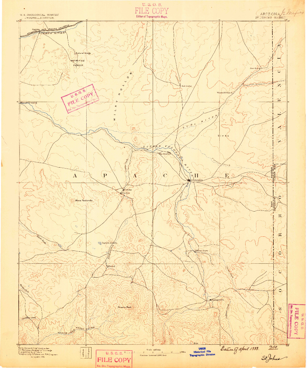 USGS 1:250000-SCALE QUADRANGLE FOR ST JOHNS, AZ 1886