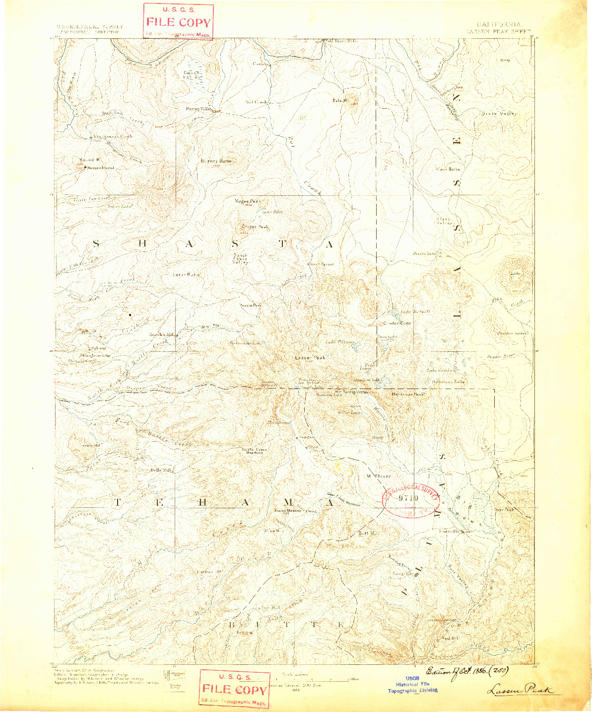 USGS 1:250000-SCALE QUADRANGLE FOR LASSEN PEAK, CA 1886