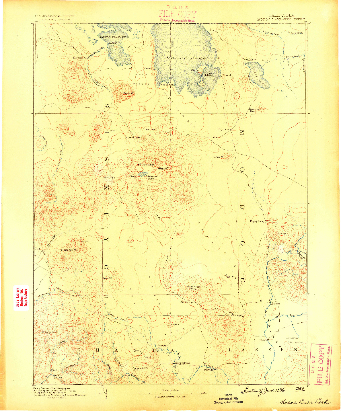 USGS 1:250000-SCALE QUADRANGLE FOR MODOC LAVA BED, CA 1886