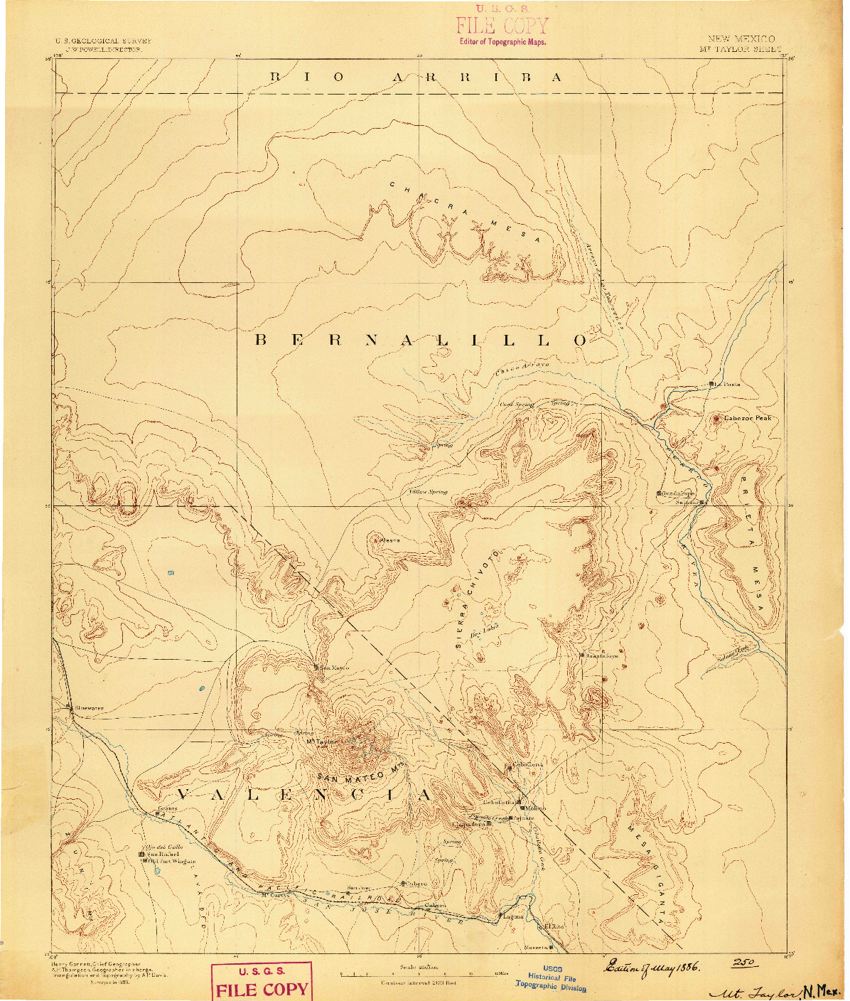 USGS 1:250000-SCALE QUADRANGLE FOR MT. TAYLOR, NM 1886