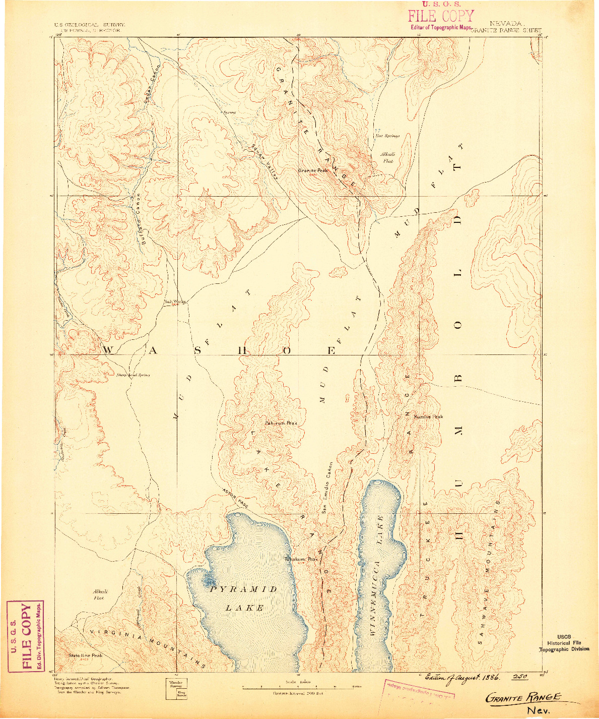 USGS 1:250000-SCALE QUADRANGLE FOR GRANITE RANGE, NV 1886