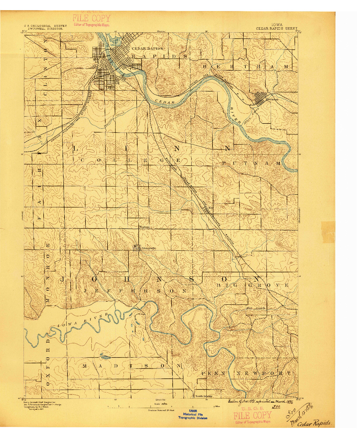 USGS 1:62500-SCALE QUADRANGLE FOR CEDAR RAPIDS, IA 1887