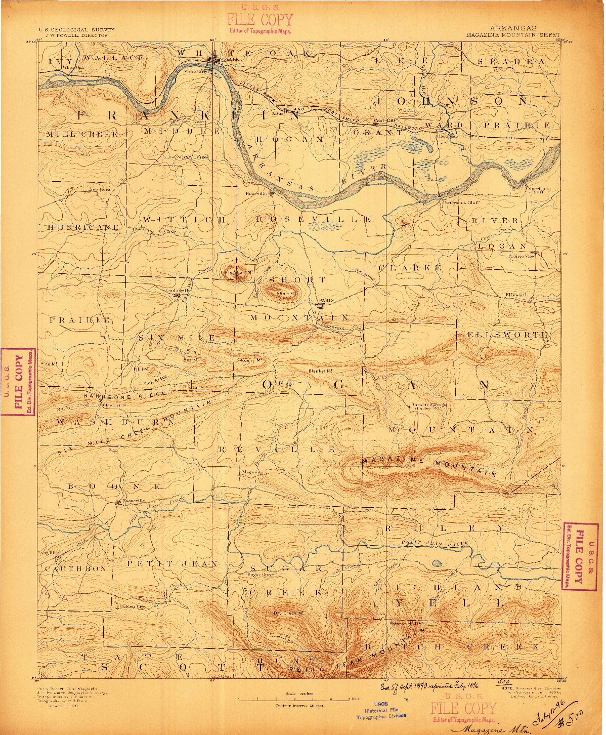 USGS 1:62500-SCALE QUADRANGLE FOR MAGAZINE MOUNTAIN, AR 1887