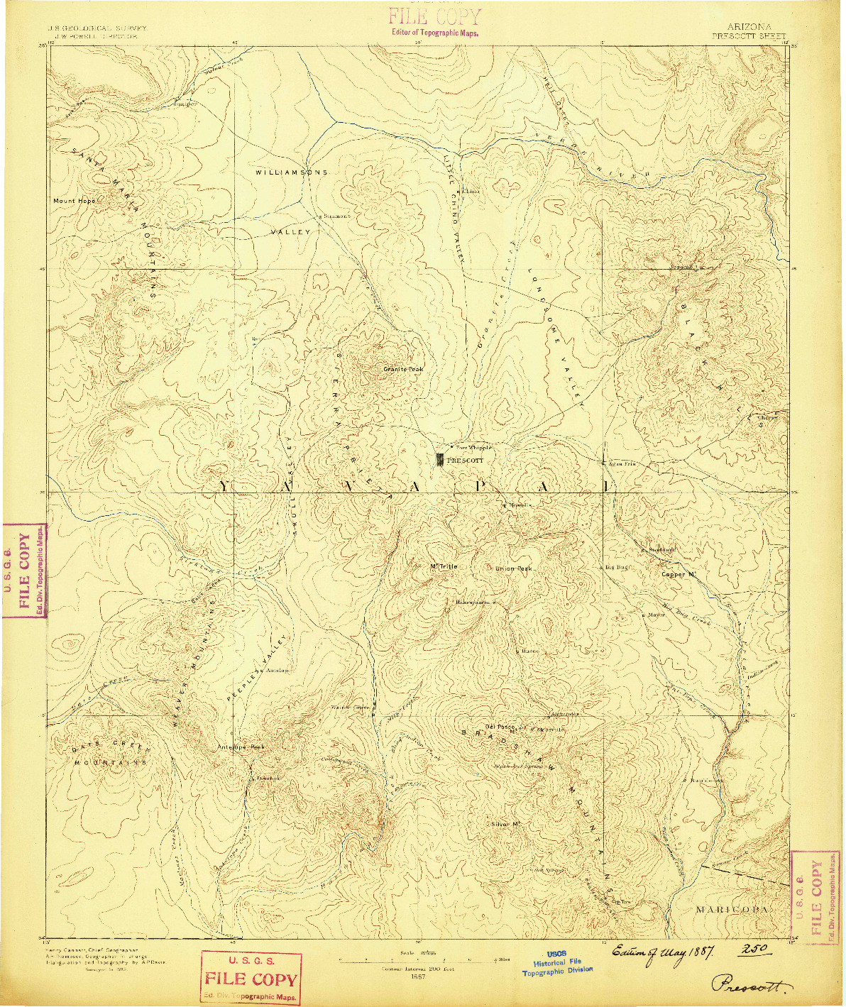 USGS 1:250000-SCALE QUADRANGLE FOR PRESCOTT, AZ 1887