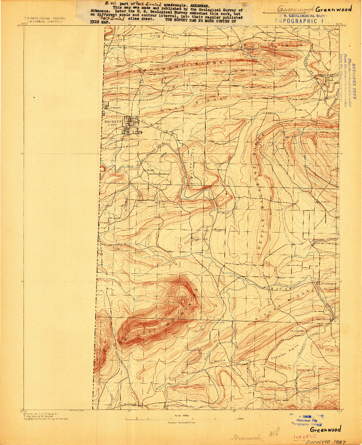 USGS 1:62500-SCALE QUADRANGLE FOR GREENWOOD, AR 1887