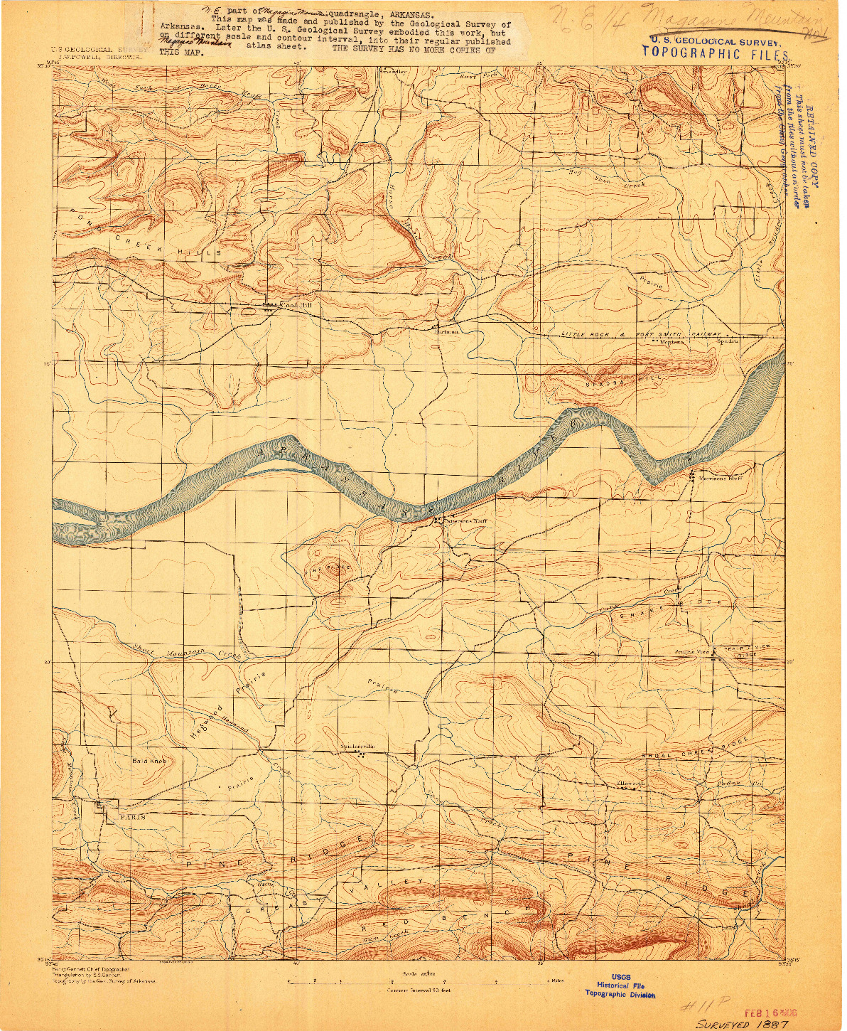 USGS 1:62500-SCALE QUADRANGLE FOR MAGAZINE MOUNTAIN #1, AR 1887