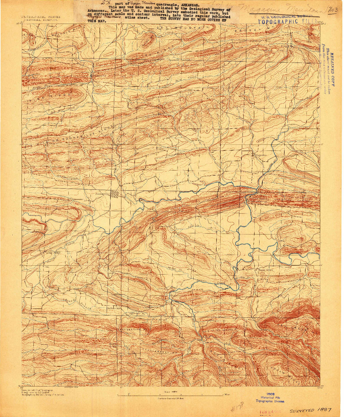 USGS 1:62500-SCALE QUADRANGLE FOR MAGAZINE MOUNTAIN #3, AR 1887