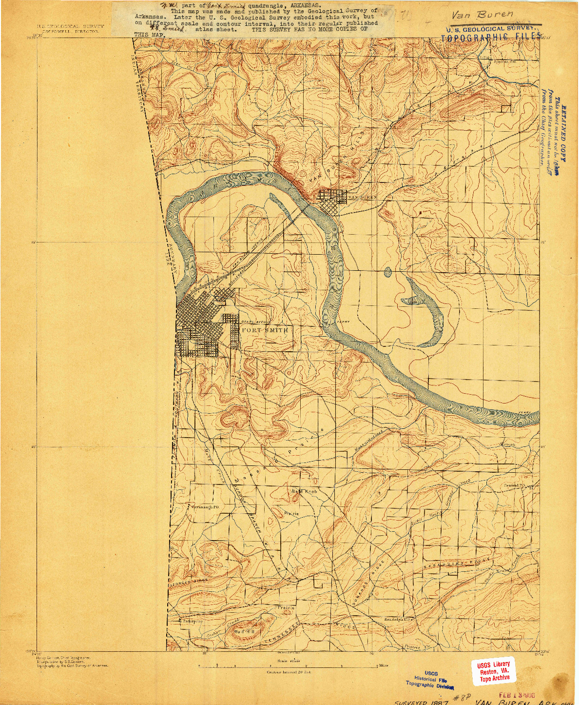 USGS 1:62500-SCALE QUADRANGLE FOR VAN BUREN, AR 1887