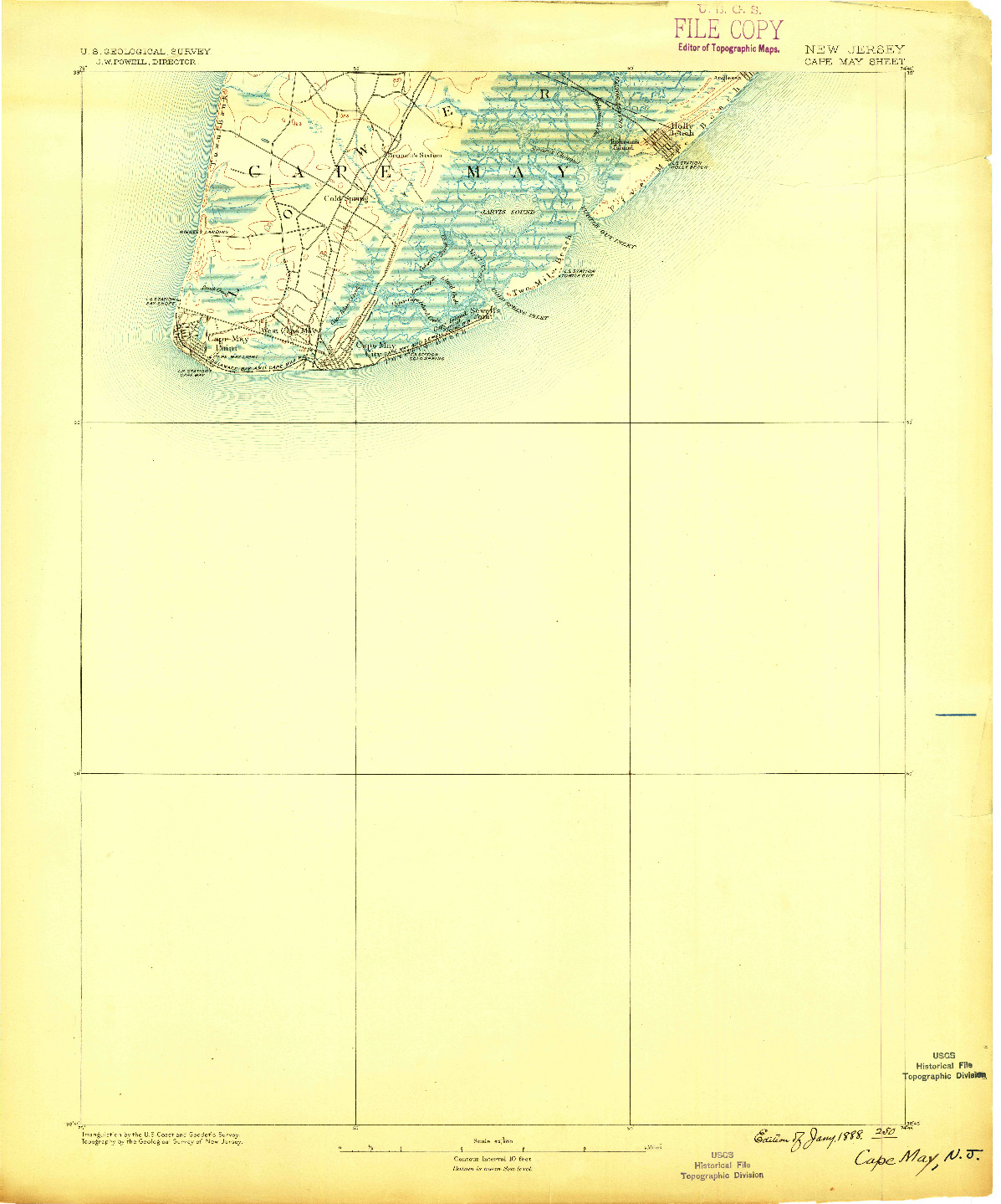 USGS 1:62500-SCALE QUADRANGLE FOR CAPE MAY, NJ 1888