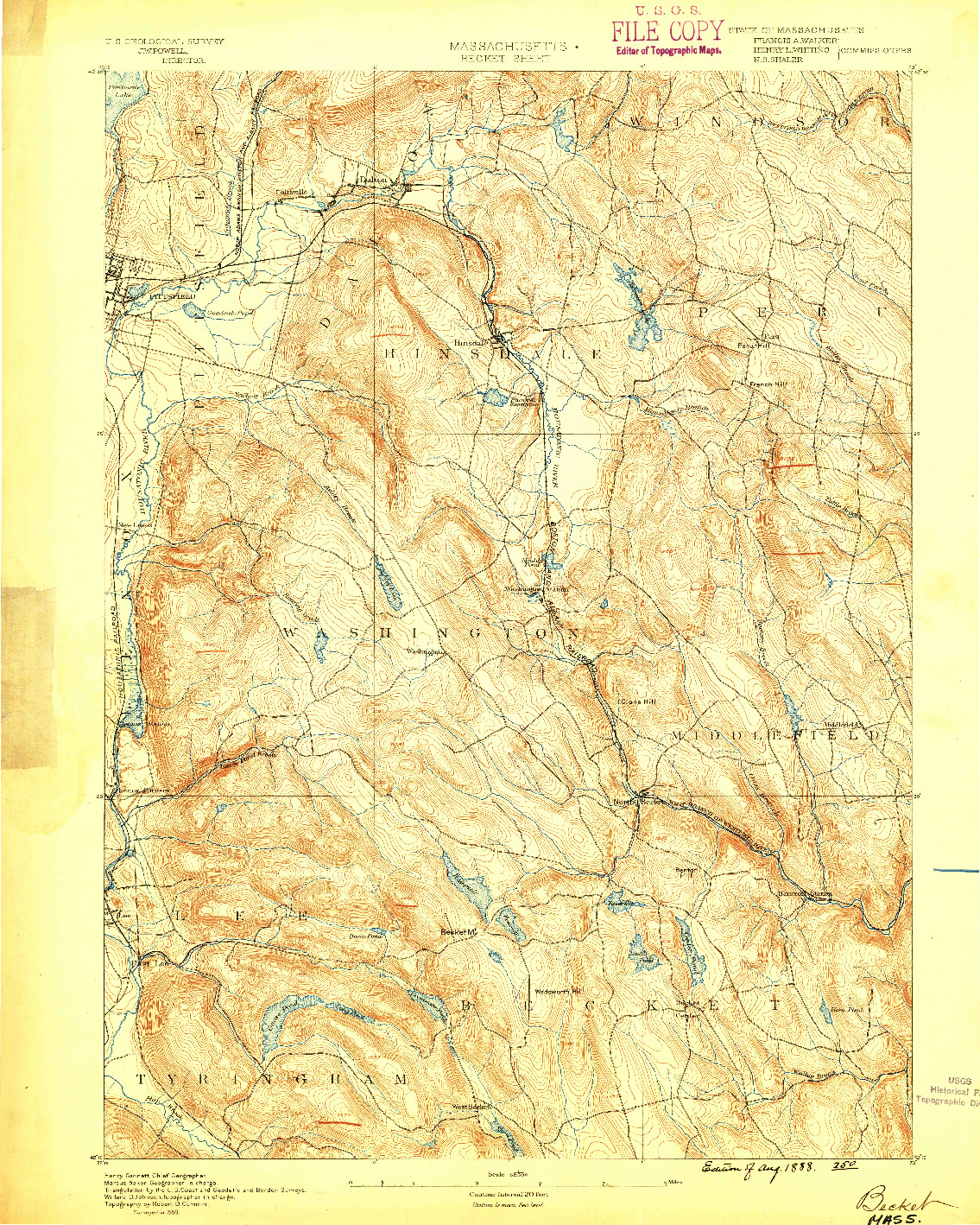 USGS 1:62500-SCALE QUADRANGLE FOR BECKET, MA 1888