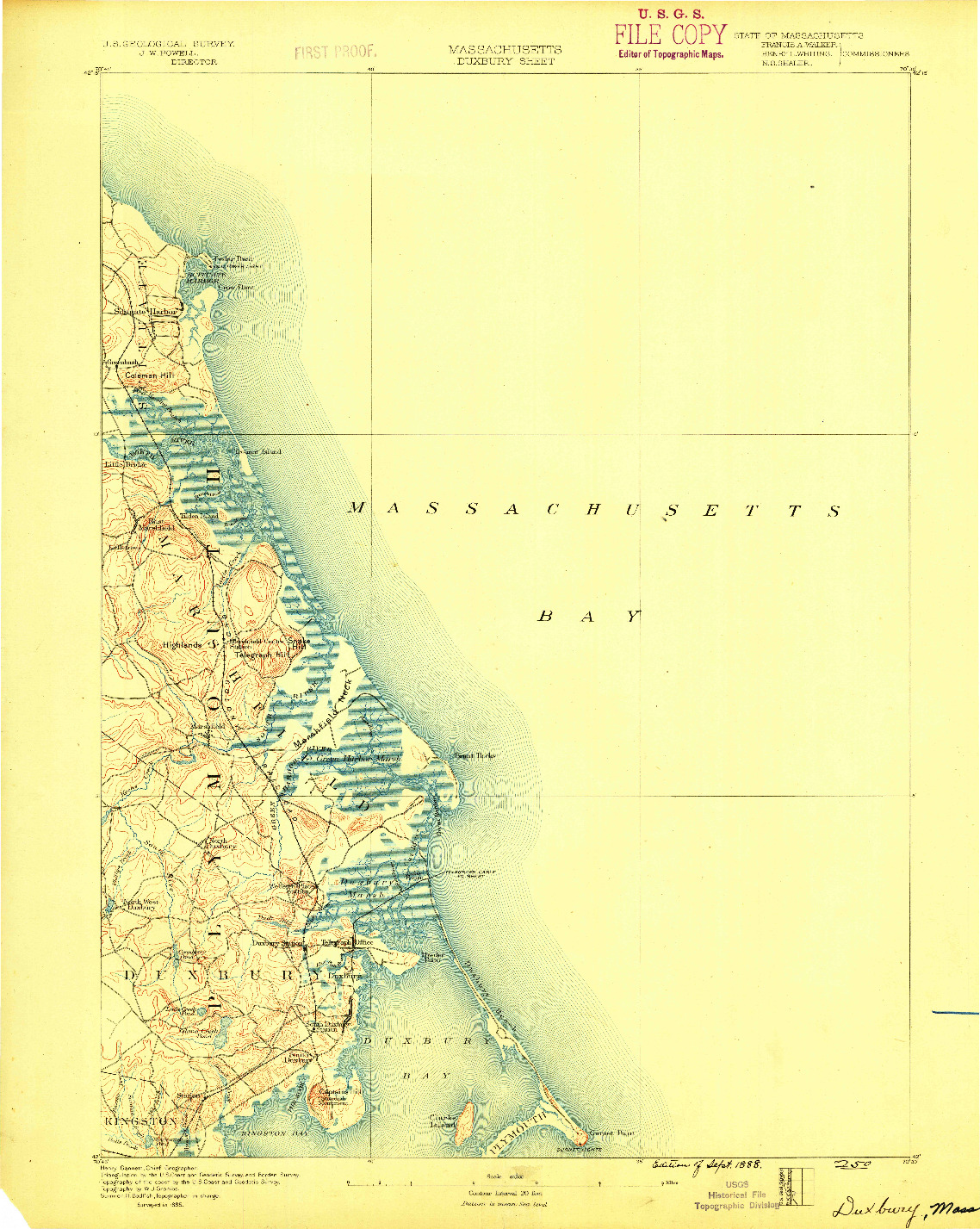 USGS 1:62500-SCALE QUADRANGLE FOR DUXBURY, MA 1888
