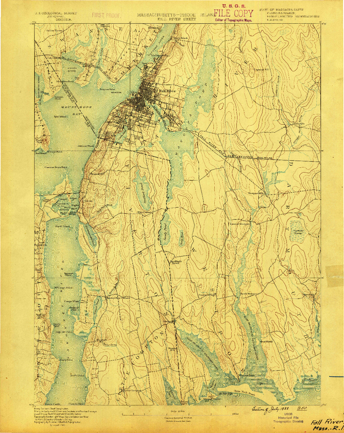 USGS 1:62500-SCALE QUADRANGLE FOR FALL RIVER, MA 1888