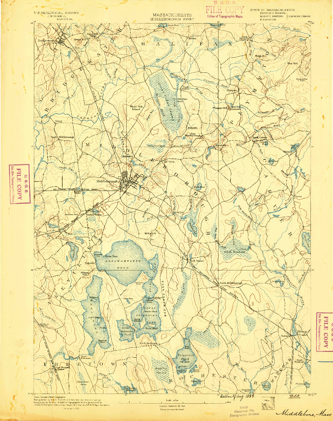 USGS 1:62500-SCALE QUADRANGLE FOR MIDDLEBORO, MA 1888