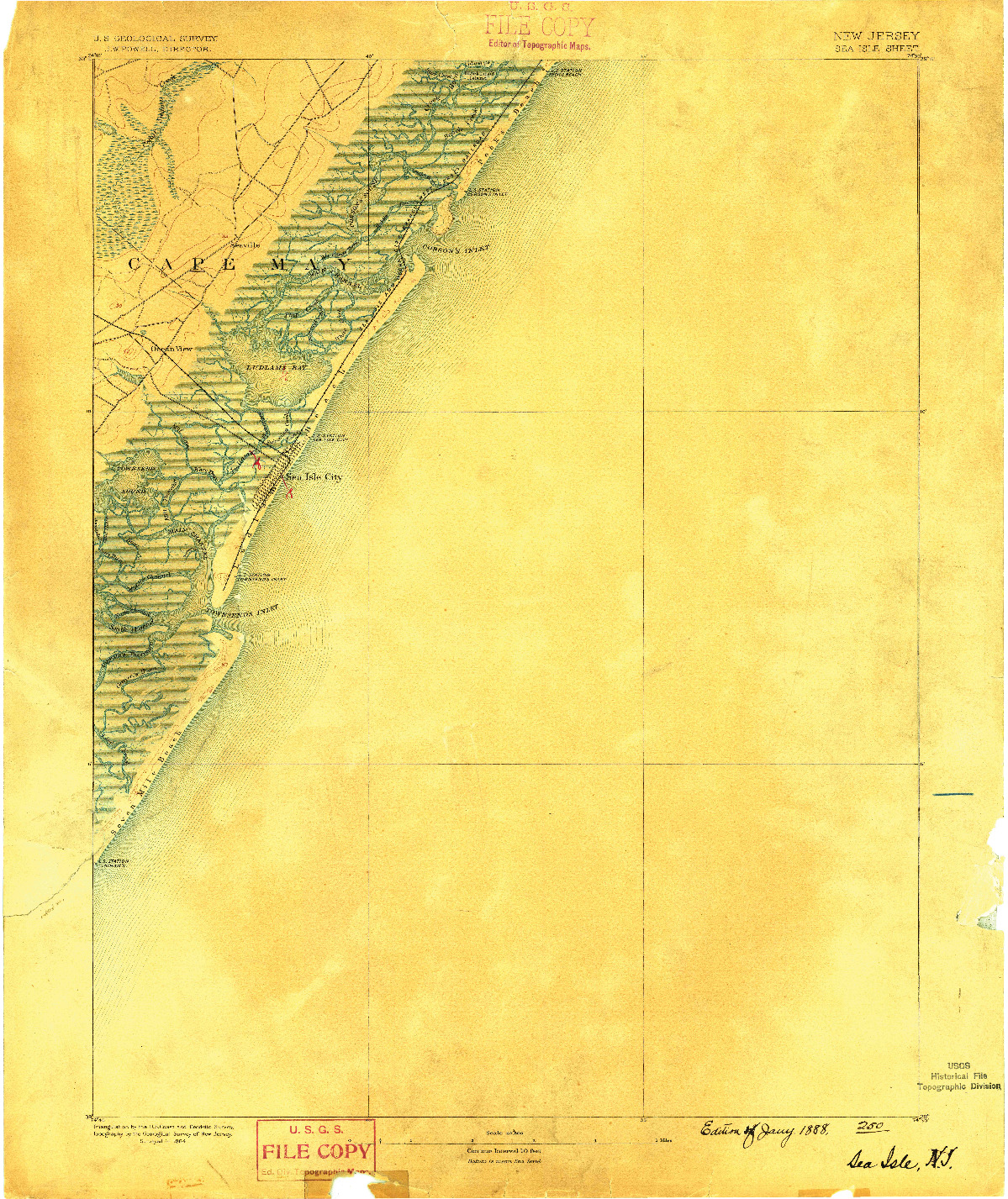 USGS 1:62500-SCALE QUADRANGLE FOR SEA ISLE, NJ 1888