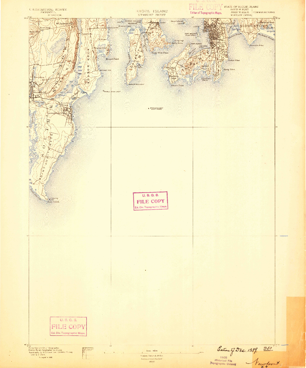 USGS 1:62500-SCALE QUADRANGLE FOR NEWPORT, RI 1889