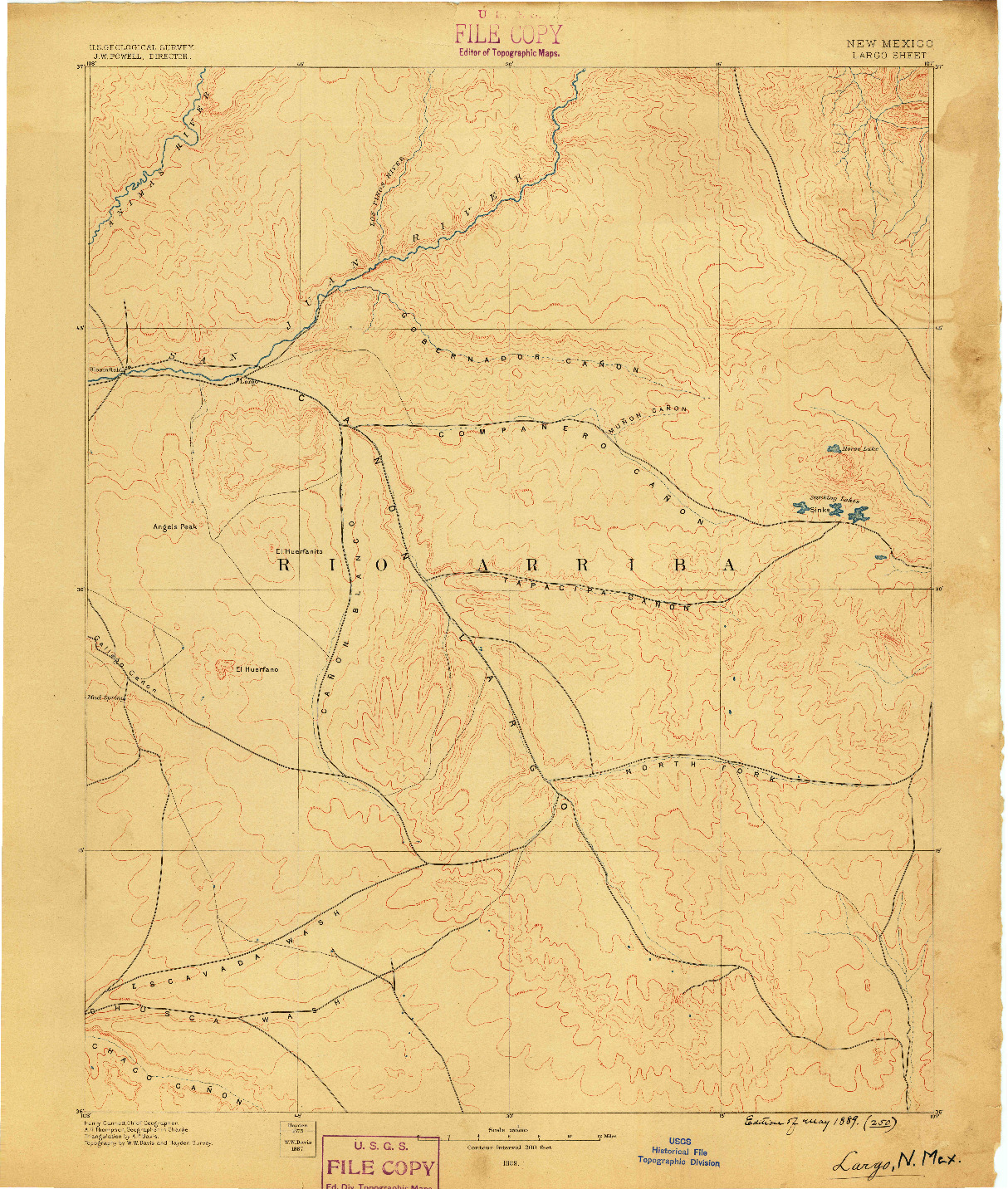 USGS 1:250000-SCALE QUADRANGLE FOR LARGO, NM 1889