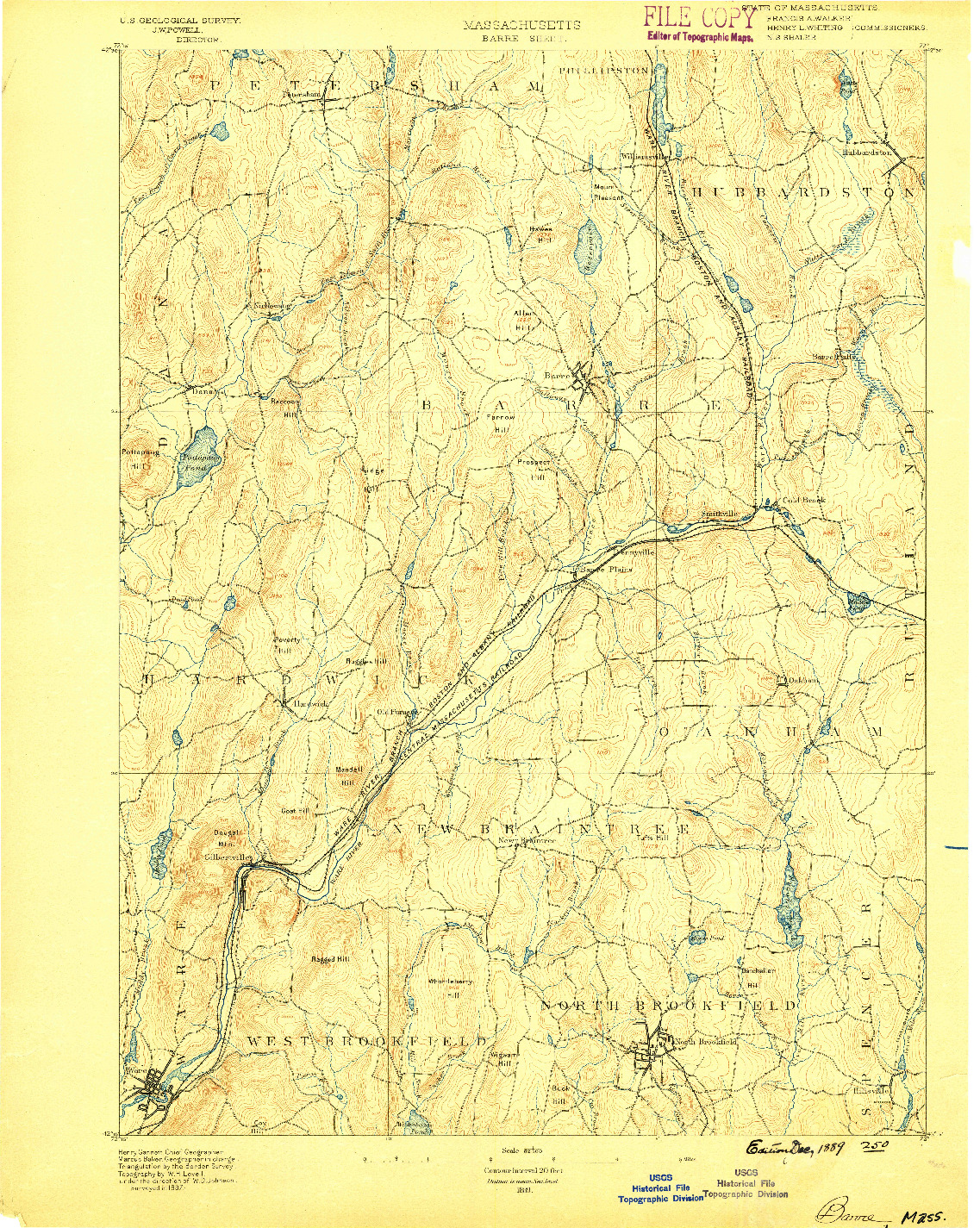 USGS 1:62500-SCALE QUADRANGLE FOR BARRE, MA 1889