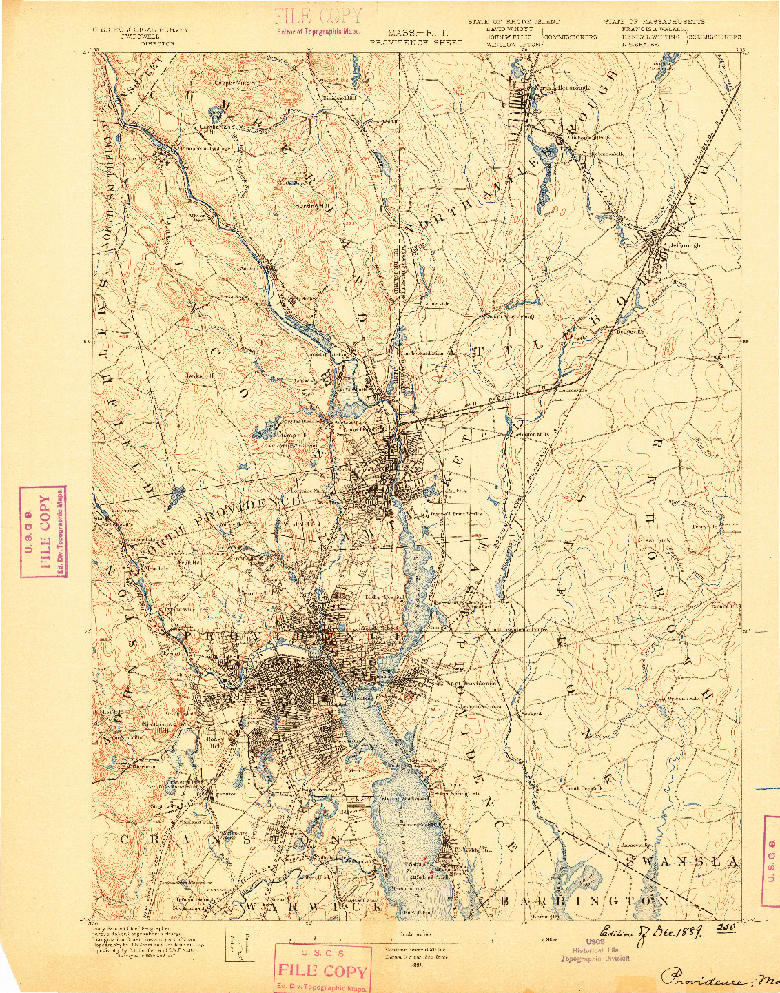 USGS 1:62500-SCALE QUADRANGLE FOR PROVIDENCE, MA 1889
