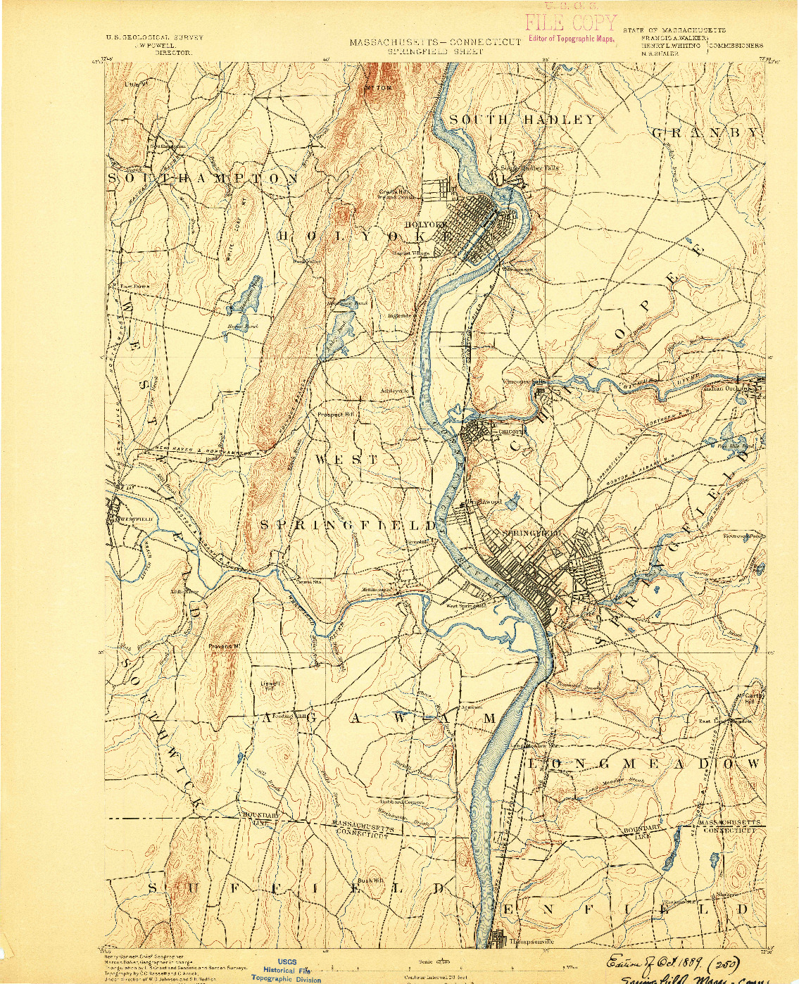 USGS 1:62500-SCALE QUADRANGLE FOR SPRINGFIELD, MA 1889