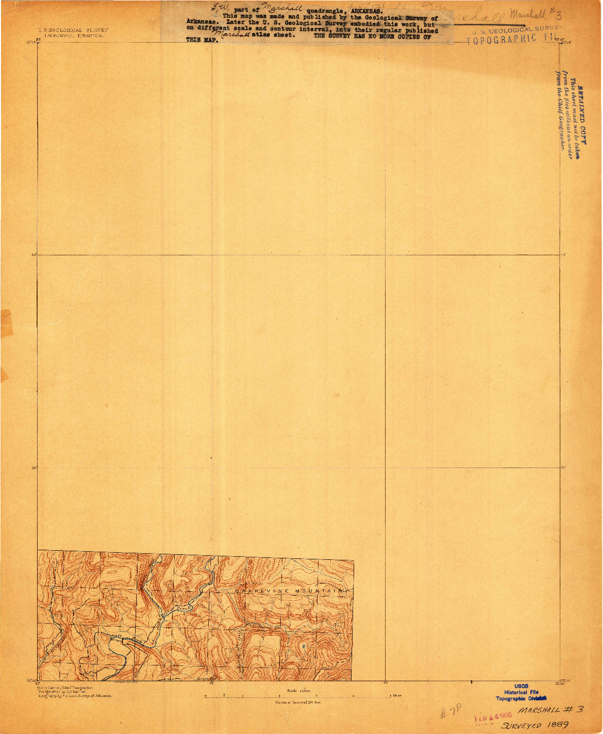 USGS 1:62500-SCALE QUADRANGLE FOR MARSHALL #3, AR 1889
