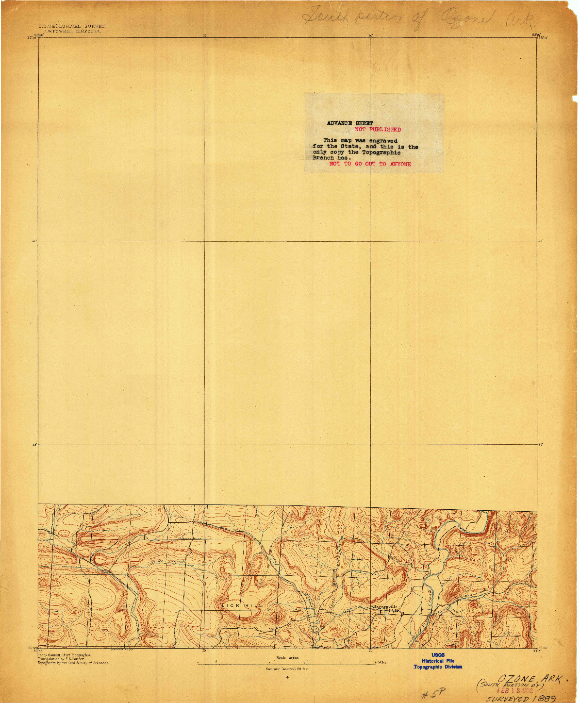 USGS 1:62500-SCALE QUADRANGLE FOR OZONE, AR 1889