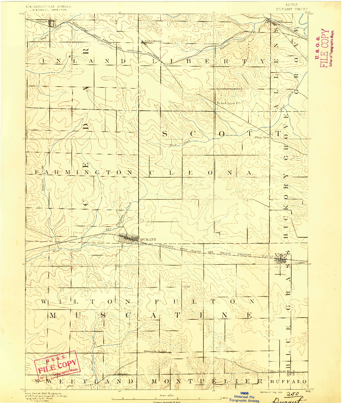 USGS 1:62500-SCALE QUADRANGLE FOR DURANT, IA 1890