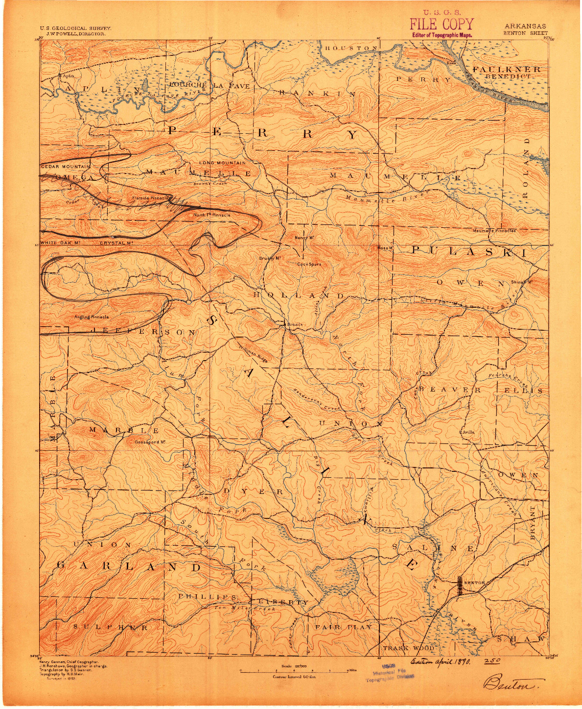 USGS 1:125000-SCALE QUADRANGLE FOR BENTON, AR 1890