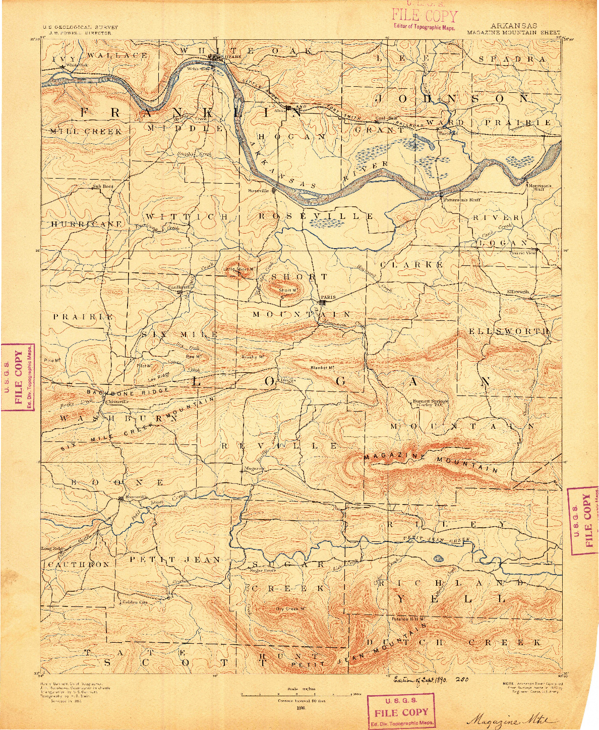 USGS 1:125000-SCALE QUADRANGLE FOR MAGAZINE MOUNTAIN, AR 1890