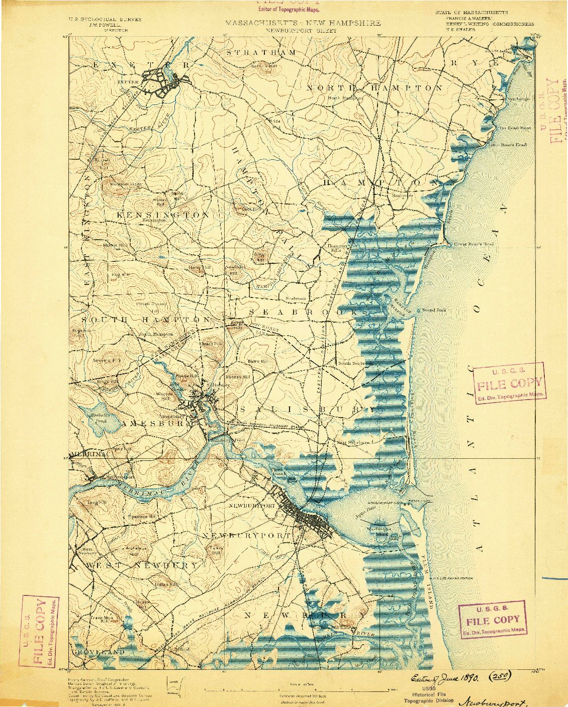 USGS 1:62500-SCALE QUADRANGLE FOR NEWBURYPORT, MA 1890