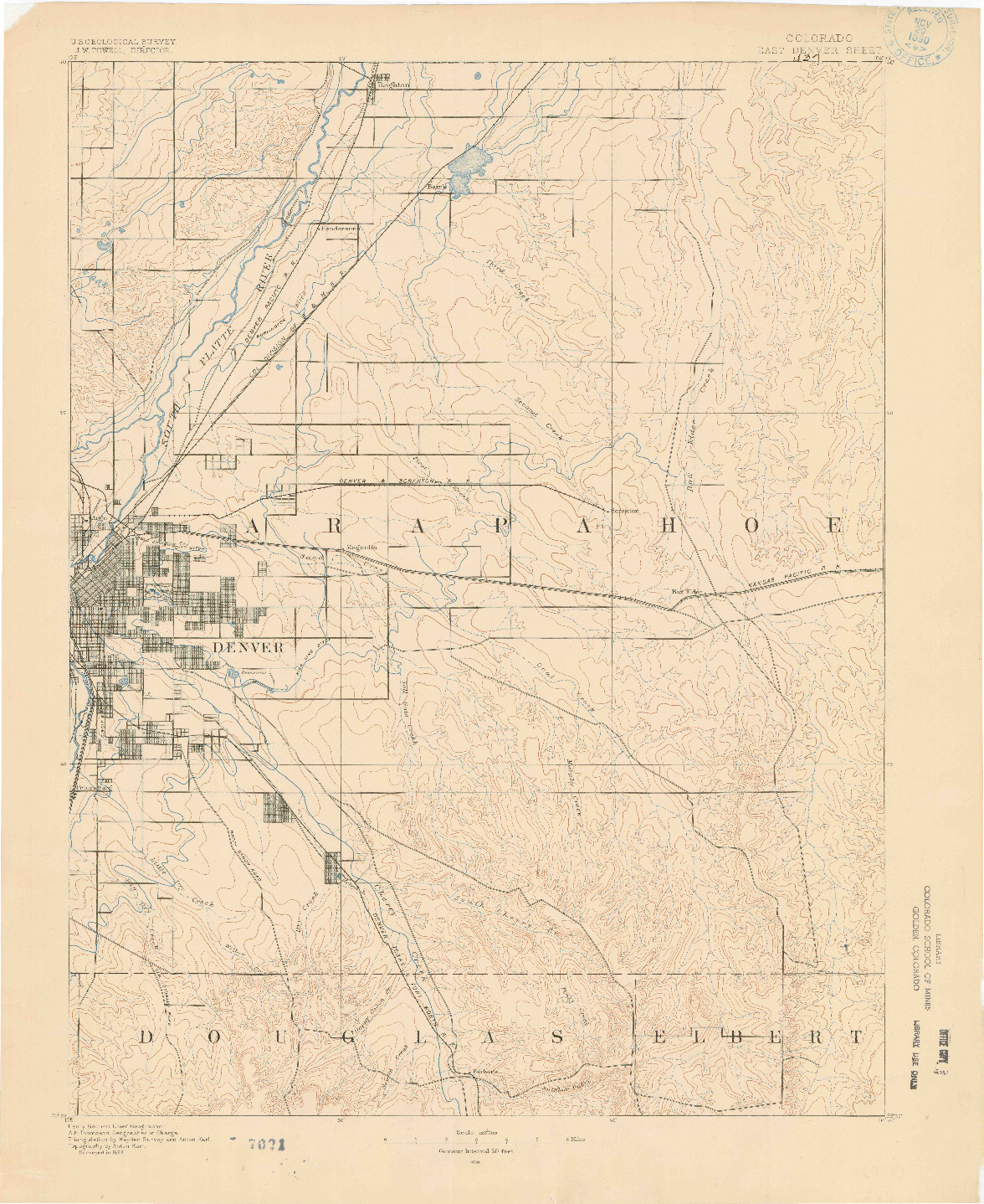 USGS 1:125000-SCALE QUADRANGLE FOR EAST DENVER, CO 1890