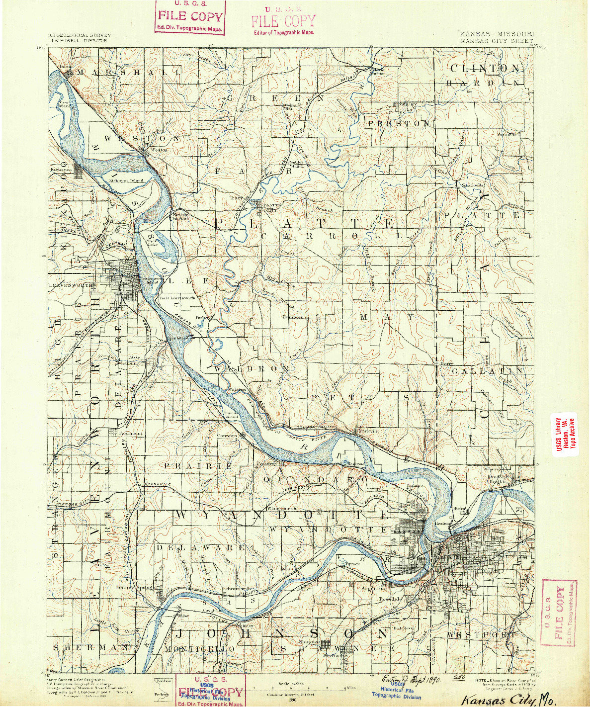 USGS 1:125000-SCALE QUADRANGLE FOR KANSAS CITY, KS 1890
