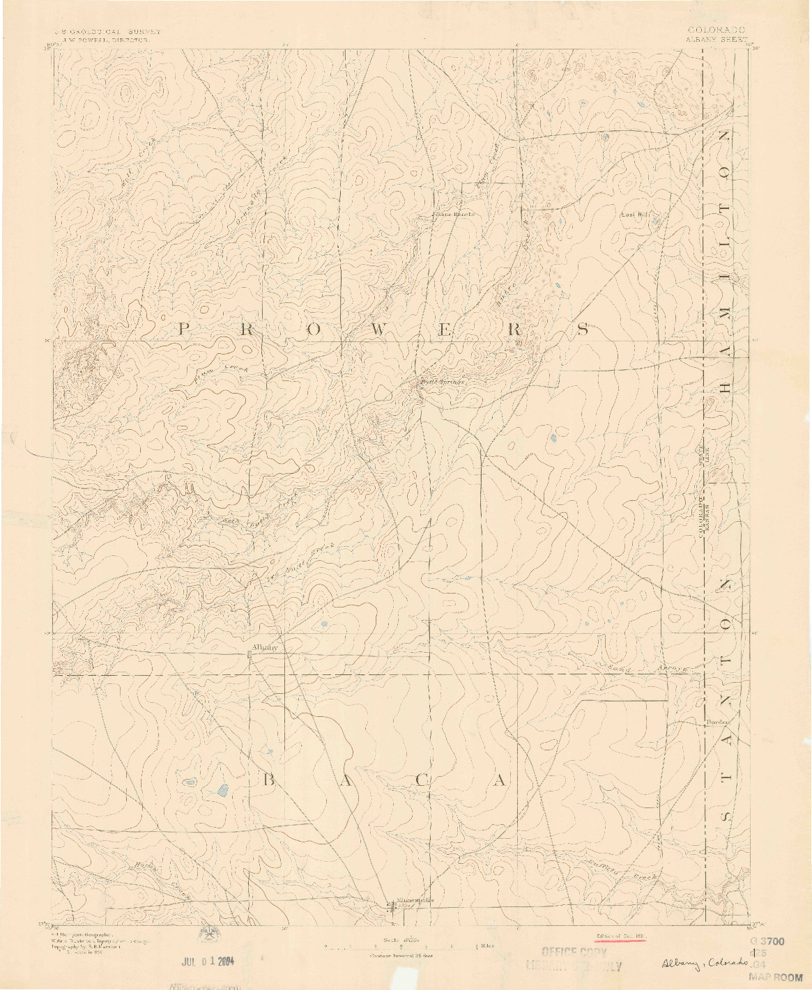 USGS 1:125000-SCALE QUADRANGLE FOR ALBANY, CO 1891