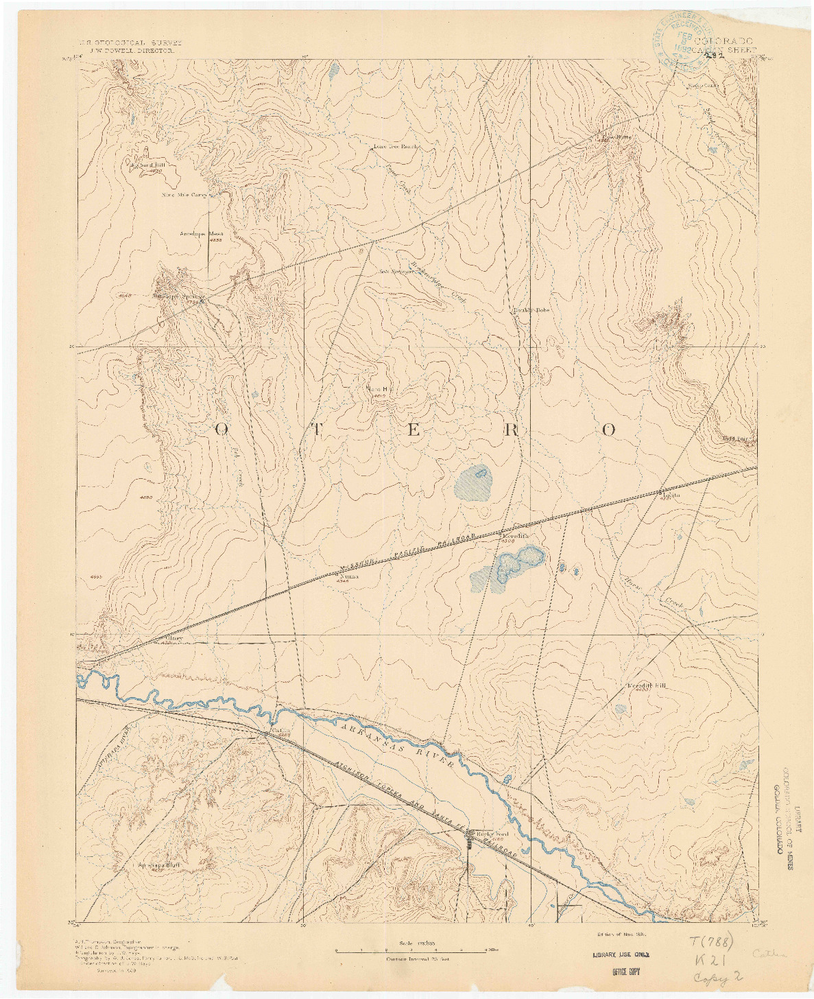 USGS 1:125000-SCALE QUADRANGLE FOR CATLIN, CO 1891
