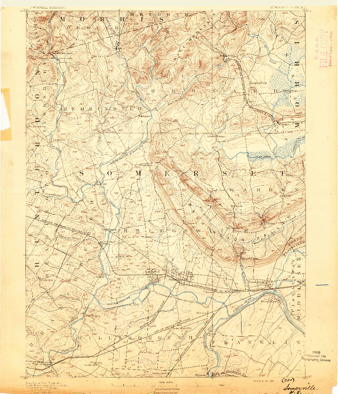 USGS 1:62500-SCALE QUADRANGLE FOR SOMERVILLE, NJ 1891