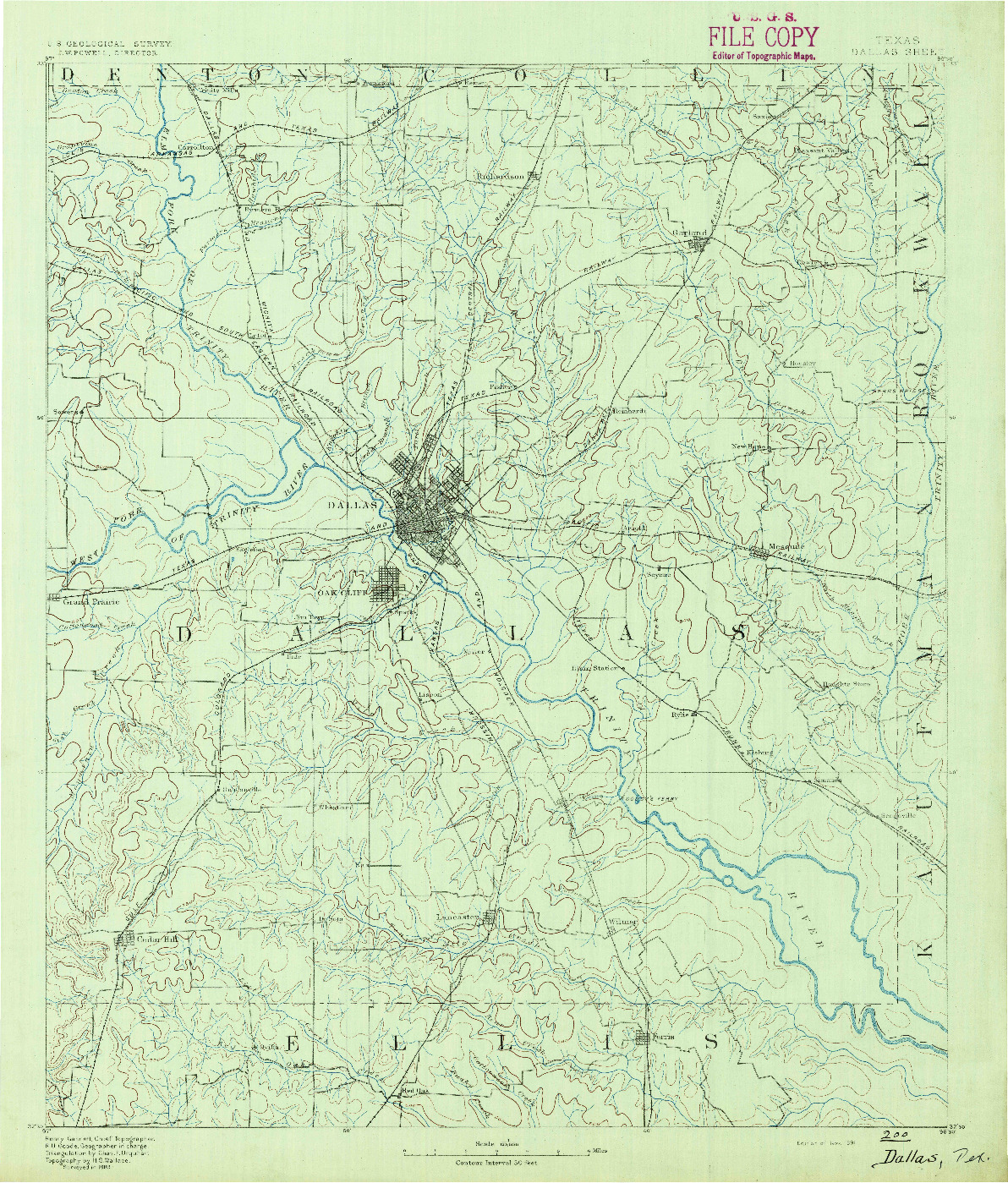 USGS 1:125000-SCALE QUADRANGLE FOR DALLAS, TX 1891