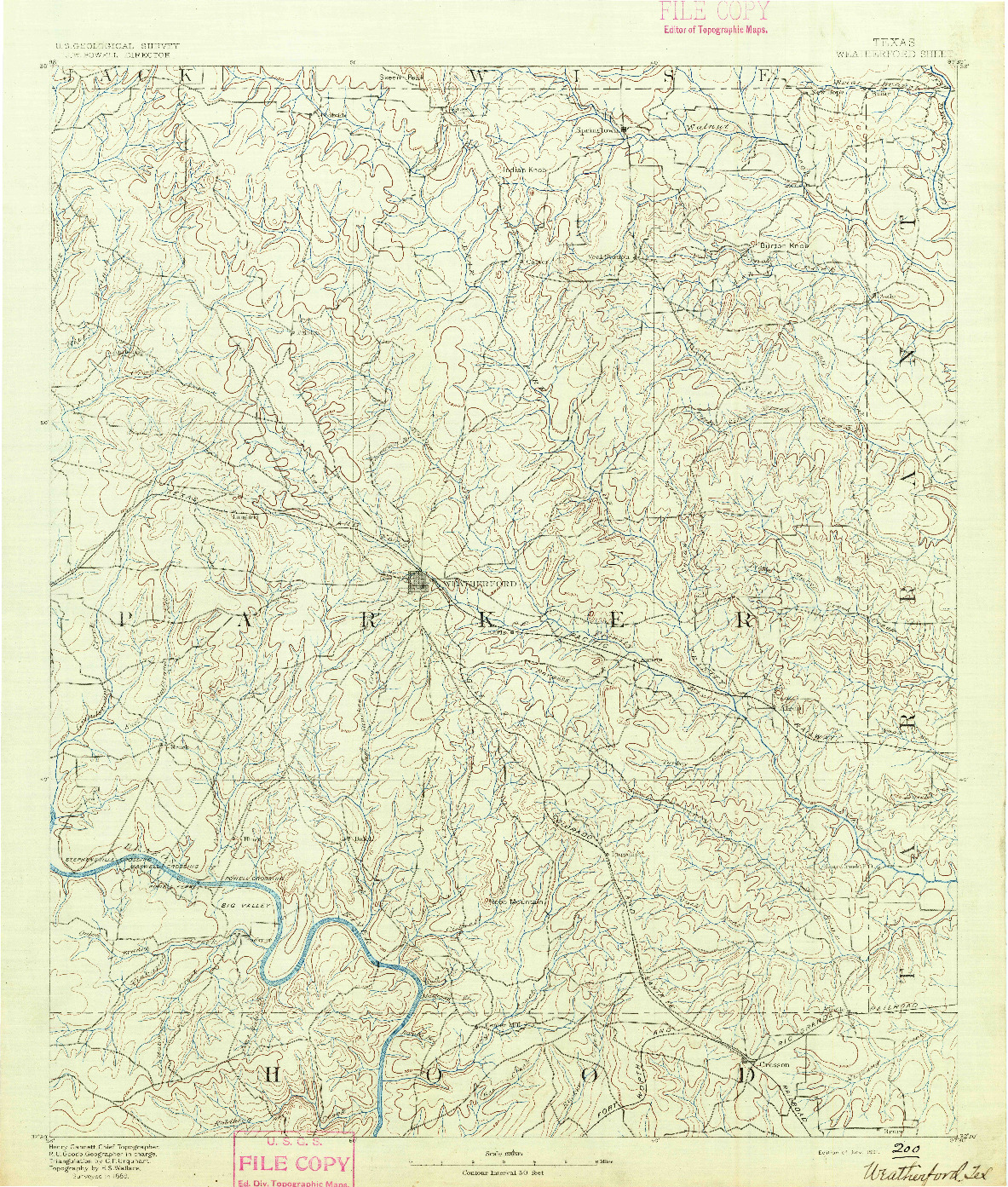 USGS 1:125000-SCALE QUADRANGLE FOR WEATHERFORD, TX 1891