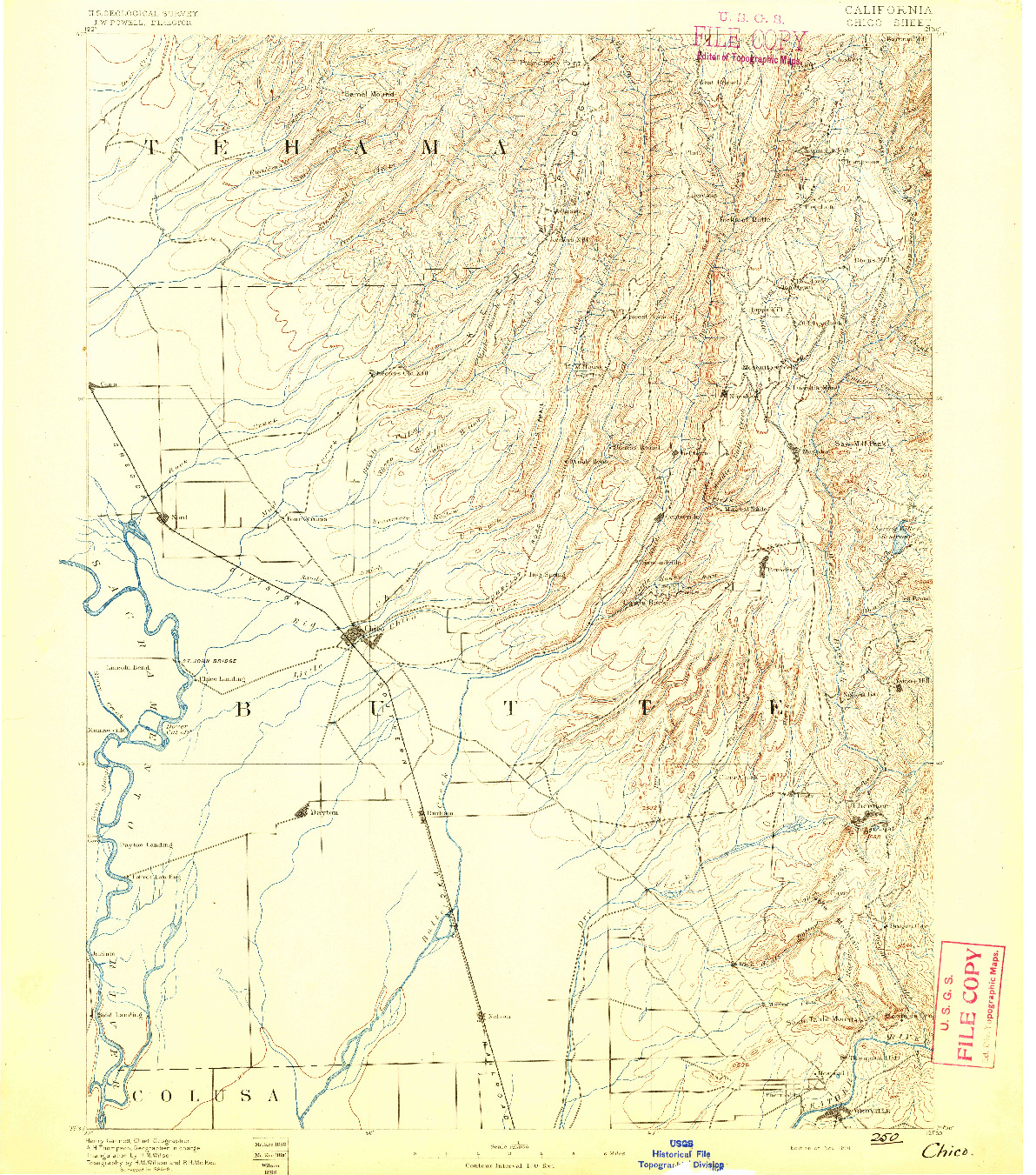 USGS 1:125000-SCALE QUADRANGLE FOR CHICO, CA 1891