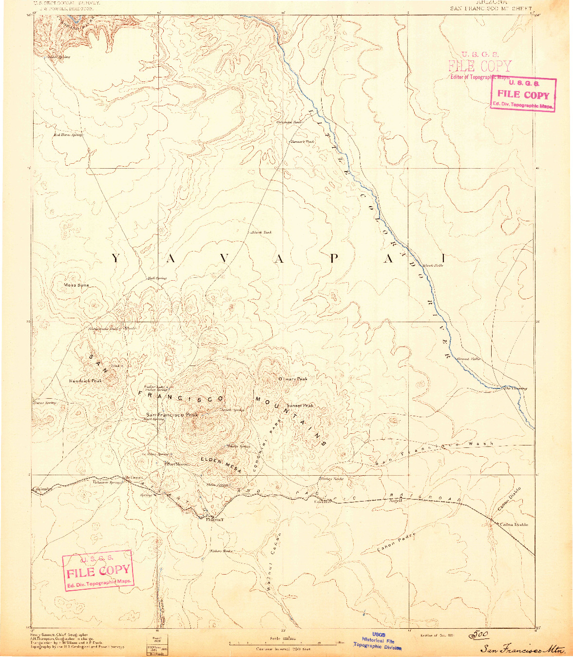 USGS 1:250000-SCALE QUADRANGLE FOR SAN FRANCISCO MTNS, AZ 1891