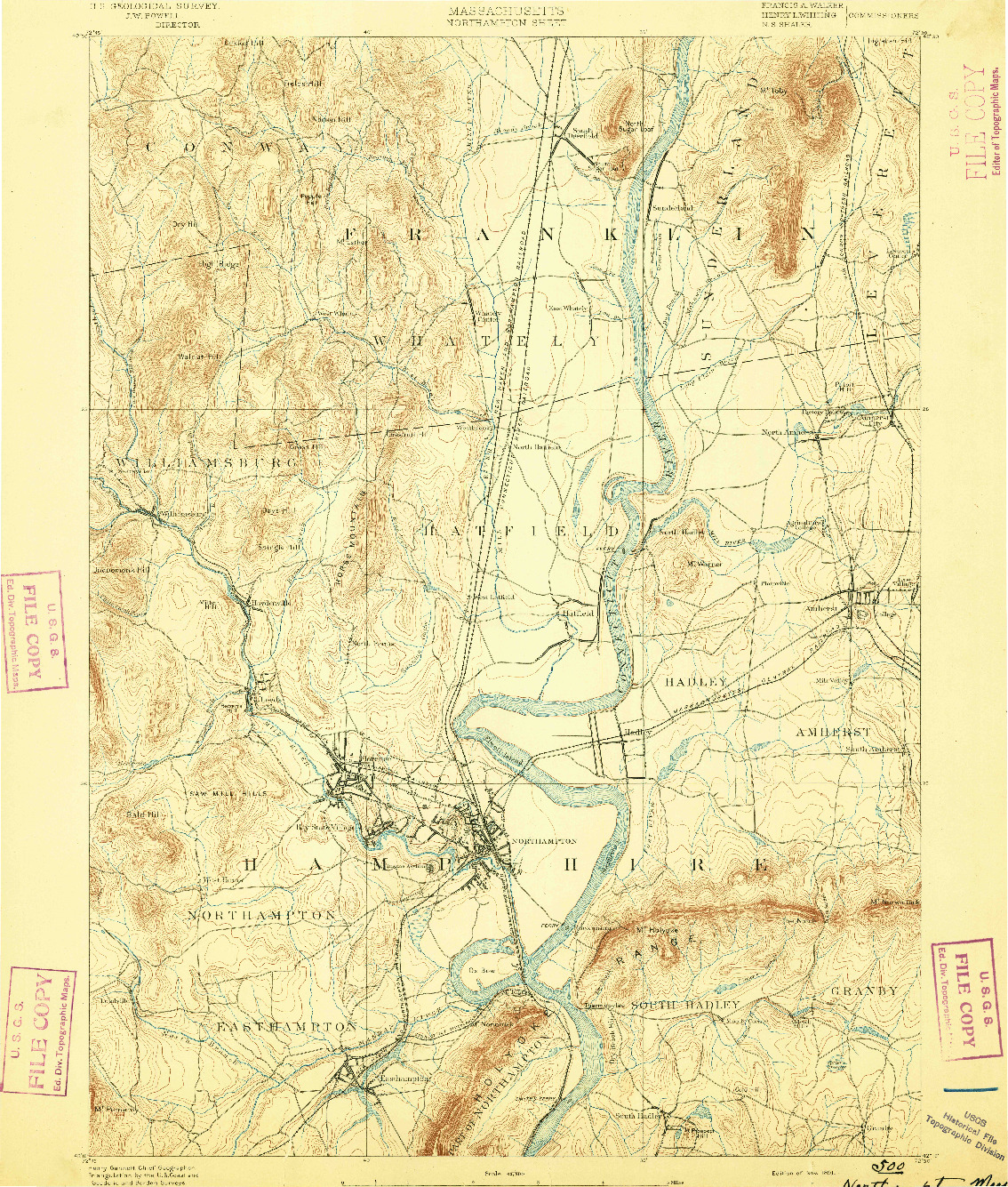 USGS 1:62500-SCALE QUADRANGLE FOR NORTHAMPTON, MA 1891
