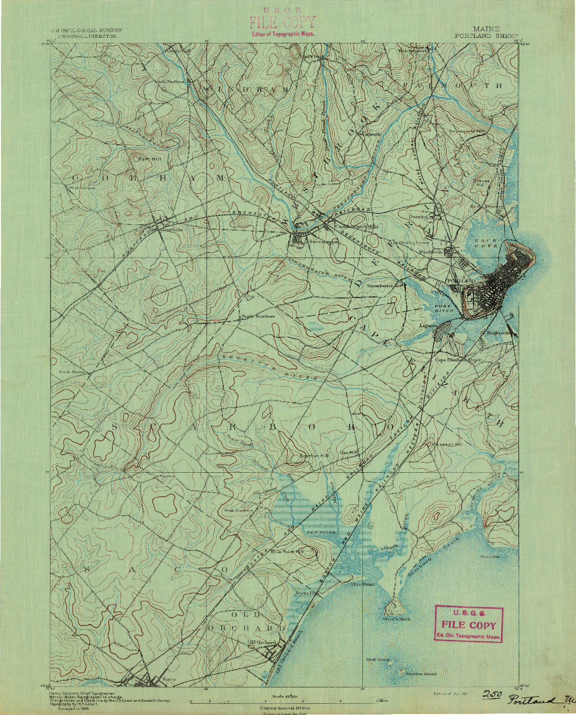 USGS 1:62500-SCALE QUADRANGLE FOR PORTLAND, ME 1891