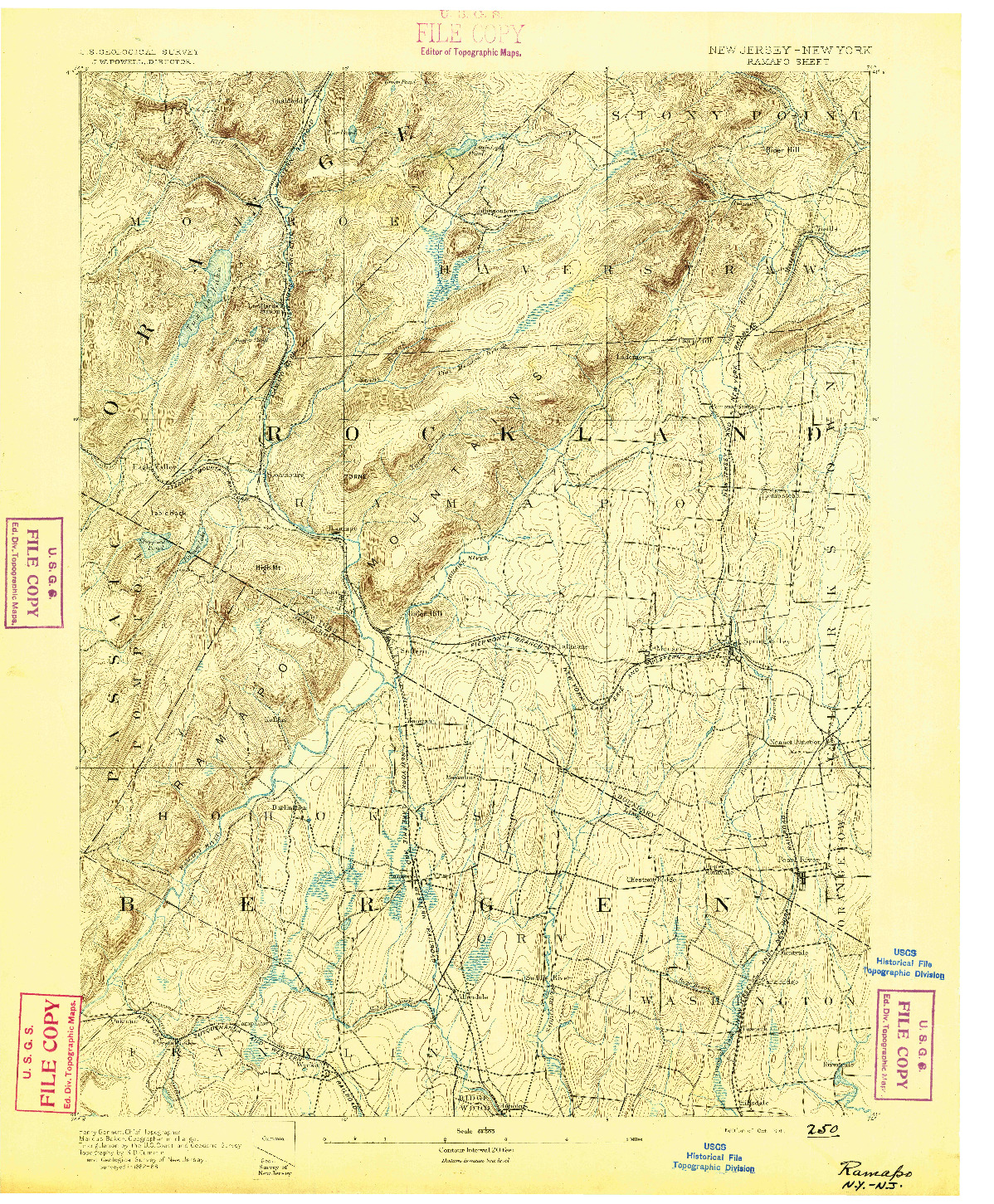 USGS 1:62500-SCALE QUADRANGLE FOR RAMAPO, NJ 1891