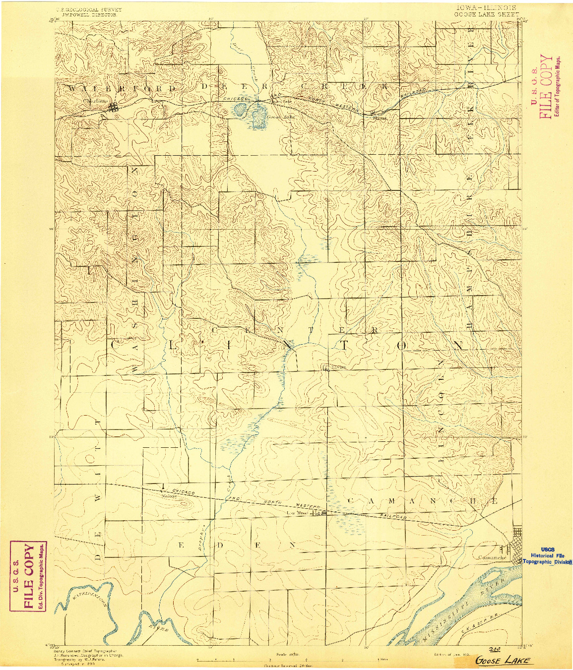 USGS 1:62500-SCALE QUADRANGLE FOR GOOSE LAKE, IA 1892