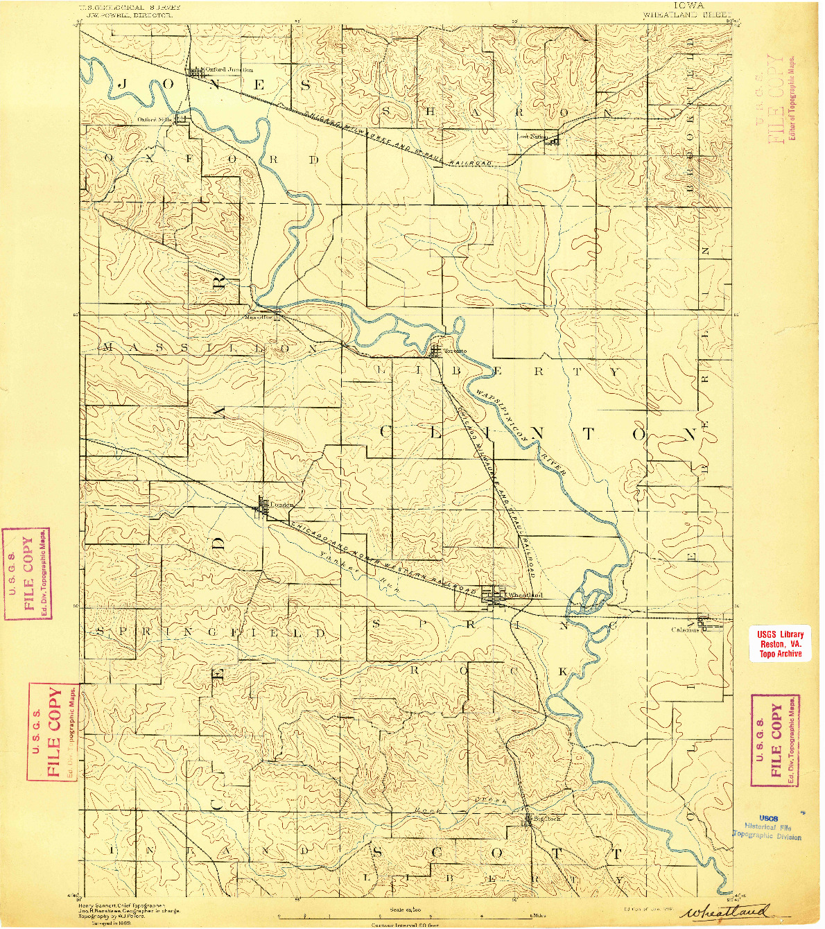 USGS 1:62500-SCALE QUADRANGLE FOR WHEATLAND, IA 1892