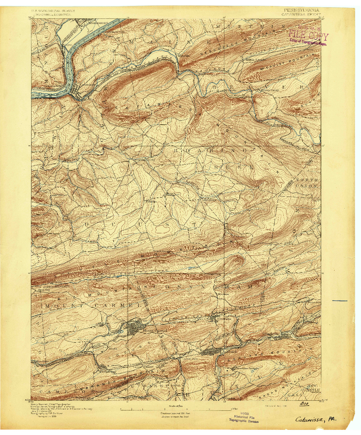 USGS 1:62500-SCALE QUADRANGLE FOR CATAWISSA, PA 1892