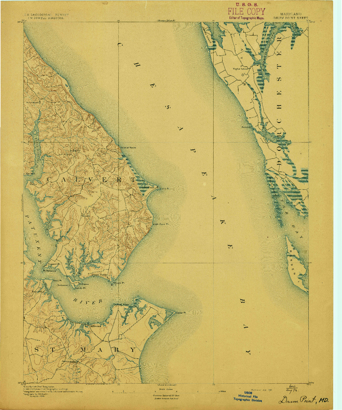 USGS 1:62500-SCALE QUADRANGLE FOR DRUM POINT, MD 1892