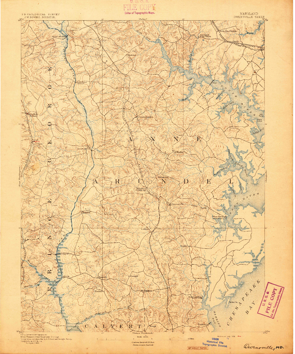 USGS 1:62500-SCALE QUADRANGLE FOR OWENSVILLE, MD 1892