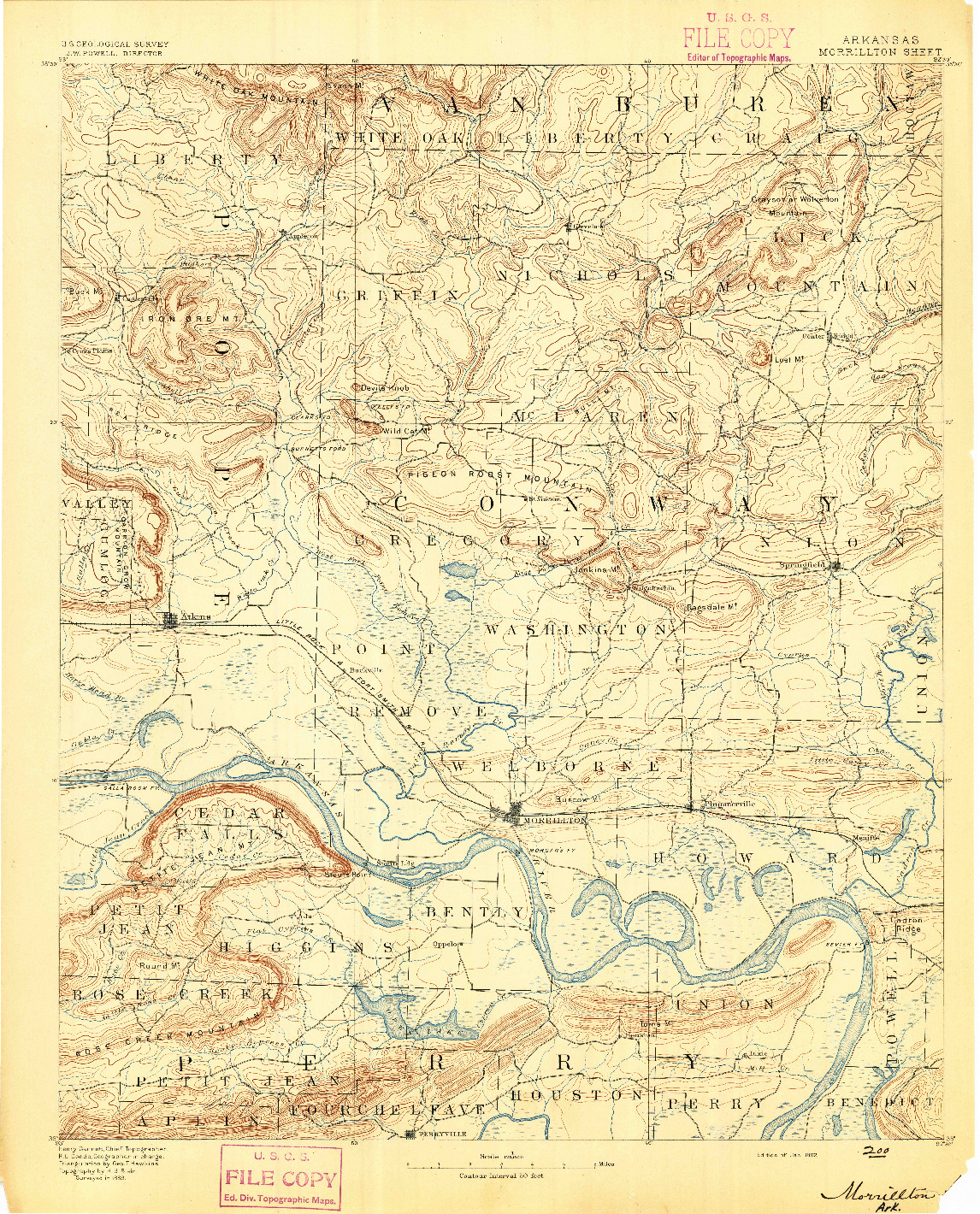 USGS 1:125000-SCALE QUADRANGLE FOR MORRILLTON, AR 1892