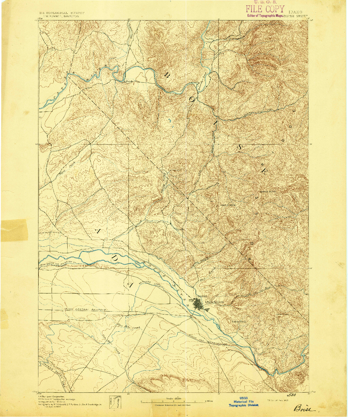 USGS 1:125000-SCALE QUADRANGLE FOR BOISE, ID 1892